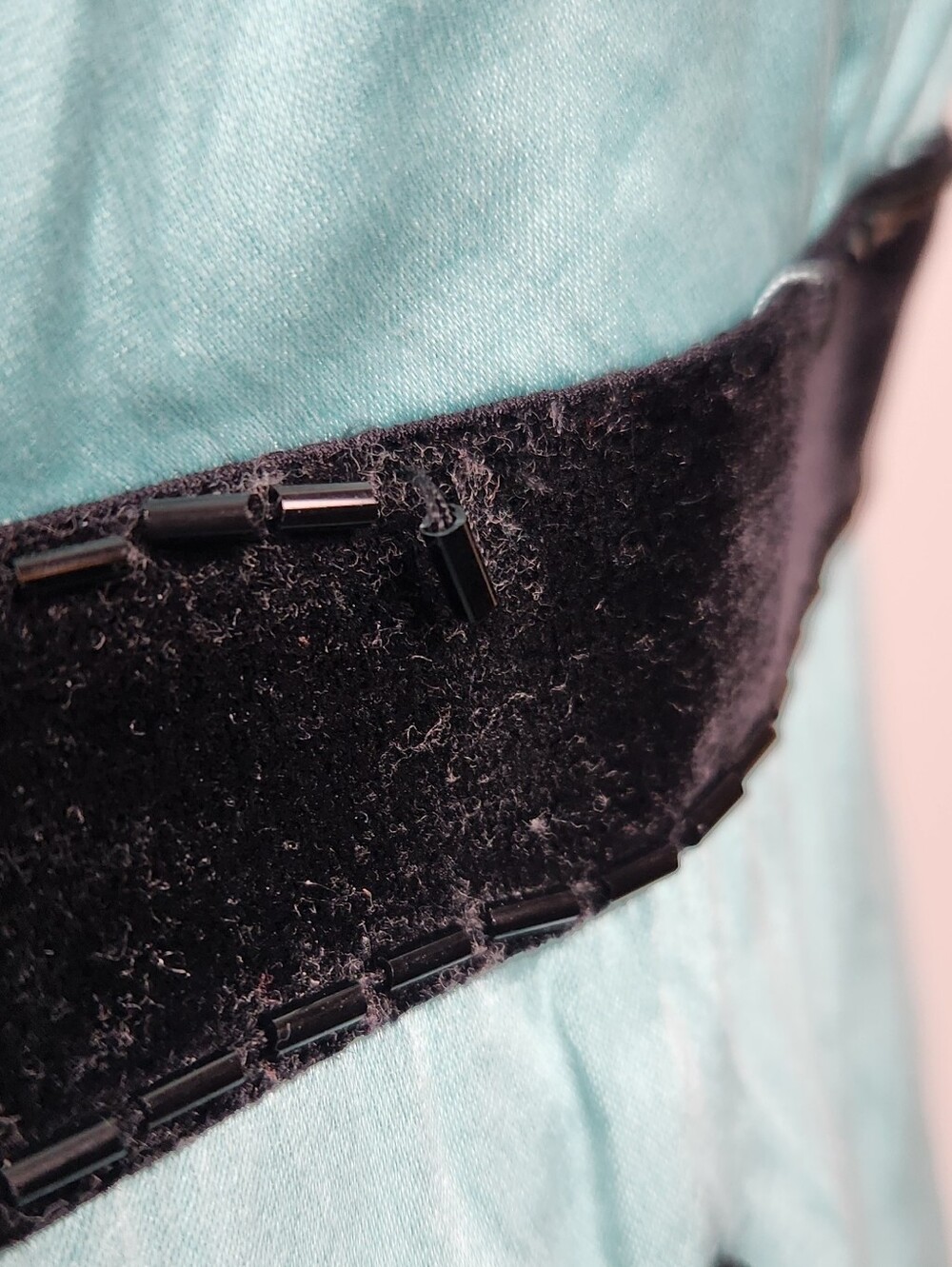 Blue Silk Lace Velvet Beaded Camisole - Picture 13 of 13